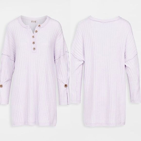 Free People Around the Clock Pullover Cozy Lavender Oversized Sweater Tunic XS - Picture 5 of 16